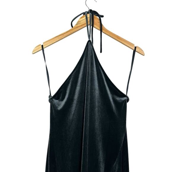 NWT Banana Republic Velvet Midi Slit Halter Dress in Orca Gray Size Large - Picture 5 of 10